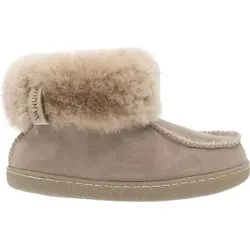 Vanuba Kinder Hausschuhe Peppin in Gr. 26-35, beiges Leder, Handmade Hüttenschuhe aus natürlichem Lammfell- Gr. 35 EU - 35