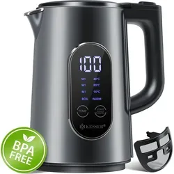 Produktbild KESSER® Wasserkocher Edelstahl 1.7 Liter | LED-Anzeige | 4-Modi Temperatureinstellung 40°C-100°C | 30min Warmhalten | elektrischer Teekocher 220... - Grau