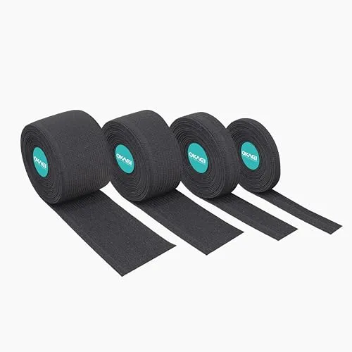 Okaei 12 M Gummiband: 40mm, 30mm, 20mm, 10mm Breite Gummibänd nähen 4 Stück - Öko-Tex zertifiziertes Leichtes Dehnen Breit Gummiband - Ideal für DIY Nähen, Kleidung und Basteln (12 M, schwarz)