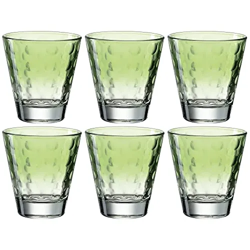 LEONARDO HOME Trinkglas OPTIC 6er-Set 215 ml - Hellgrün - Wassergläser: Spülmaschinengeeignetes 6er-Set in elegantem Design, perfekt für Schorlen und Limonaden - ideal für den täglichen Gebrauch!
