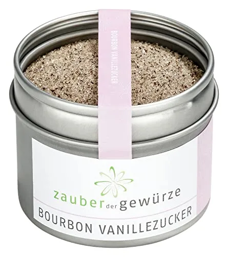 Zauber der Gewürze Bourbon Vanillezucker - Vanille-Zucker mit echter Madagaskar Bourbon-Vanille & Rohrzucker, Spitzenqualität für Dessert & Gebäck, in wiederverschließbarer Dose, 100 g