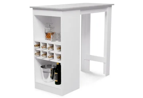 blumfeldt Bartisch 110cm - Massivholz Stehtisch für Küche - Bartisch & -theken mit elegantem Massivholz-Finish und 3 verstellbaren Regalen für optimalen Stauraum in Ihrer Küche oder Bar.