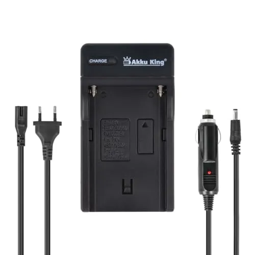 2in1 KFZ + Netz Ladegerät kompatibel mit Sony Akku NP-QM51, NP-QM71, NP-QM91, NP-F550, NP-F750, NP-F960, NP500 inkl. KFZ-Adapter