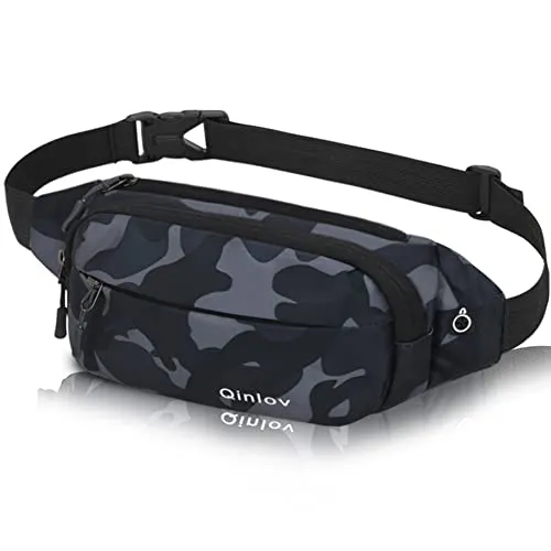 Bauchtasche Gürteltasche für Herren Damen Hüfttasche Sport Wasserdicht Stylisch Hip Bum Waist Fanny Pack für Outdoor Reise Wandern Hundetraining (Tarnung Schwarz)