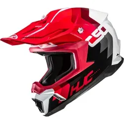 HJC C50 Primal Motocross Helm, schwarz-weiss-rot, Größe L für Männer