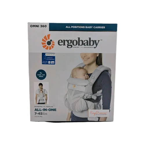 Ergobaby Omni 360 Cool Air Mesh Babytrage - Grau - Ergonomische Babytrage für Neugeborene bis 4 Jahre, atmungsaktives Mesh für optimalen Tragekomfort und 4 Tragepositionen für maximale Flexibilität.
