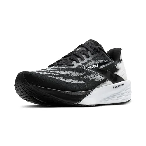 Brooks Launch 11 Laufschuhe Herren - Leichte Wettkampfschuhe in black-white, Größe 42 1/2 - Laufschuhe für Wettkämpfe mit atmungsaktivem Obermaterial und dämpfender DNA FLASH-Zwischensohle für optimale Performance und Komfort.