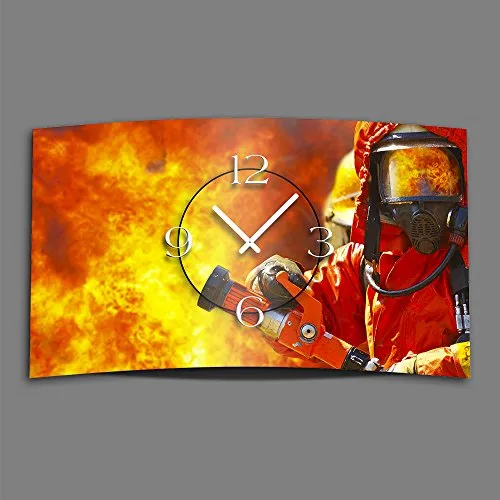 dixtime Feuerwehr Designer Wanduhr modernes Wanduhren Design leise kein Ticken 3DS-0062