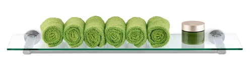 blomus 68923 Areo Handtuchablage aus Edelstahl und Glas - Stilvolle Handtuchablage für Ihr Badezimmer, ideal zum Kleben und in polierter oder matter Ausführung erhältlich.