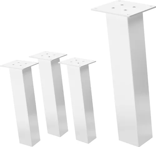 ML-Design 4er Set Tischbeine schräg H:42 cm, Weiß glänzend - Möbelfüße aus pulverbeschichtetem Stahl mit hoher Tragfähigkeit von bis zu 500 kg. Ideal für verschiedenste Möbel und einfach zu montieren, bietet modernes Design und Stabilität.