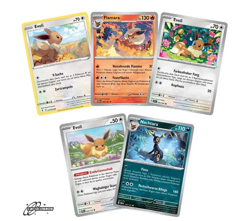 The Pokémon Company Sammelkarte Pokémon Karten Set Deutsch–Zufällige Evoli Entwicklungen 5er/10er Set