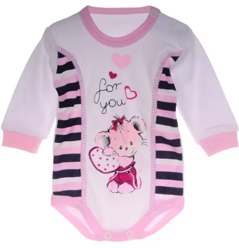 La Bortini Body Baby Langarmbody für Neugeborene mit Aufdruck neutral aus reiner Baumwolle, 44 50