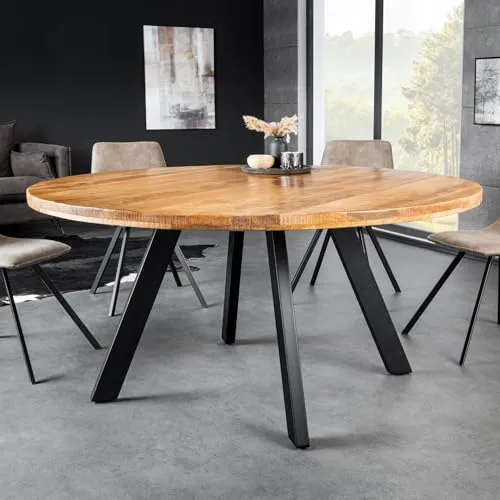 riess-ambiente Esstisch IRON CRAFT 140cm - Runder Esstisch aus massivem Mangoholz mit beeindruckender Maserung und stabilen Metallbeinen im Industrial Design – ideal für gesellige Runden in Deinem Essbereich.
