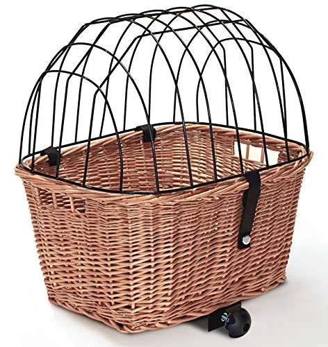 XL Hundefahrradkorb aus Weide für Gepäckträger