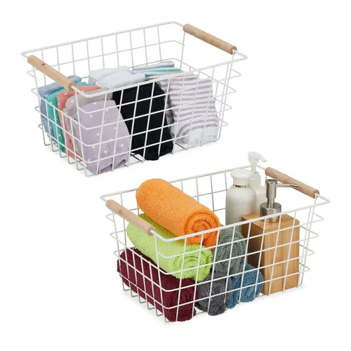 Drahtkorb Metallkorb Aufbewahrungskorb Deko Korb Gitterkorb Eisenkorb 2er Set