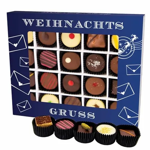 Hallingers Genuss Manufaktur Pralinen Geschenk Weihnachten – mit & ohne Alkohol, handgemacht aus Premium Edelkakao, edle Geschenkbox 