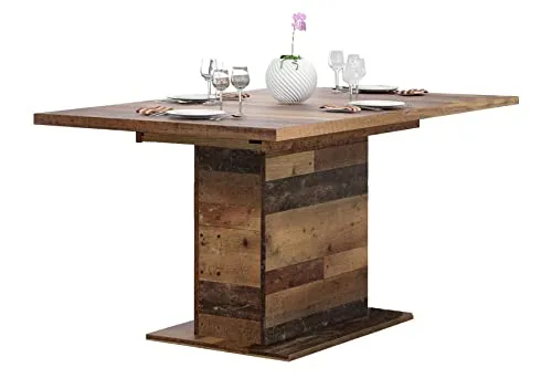 FORTE Clif Ausziehbarer Esstisch - Esszimmertisch aus Holzwerkstoff im Old-Wood Vintage Design, ausziehbar von 160 auf 200 cm, pflegeleichte Oberfläche und geradliniges Design für modernes Wohnen.