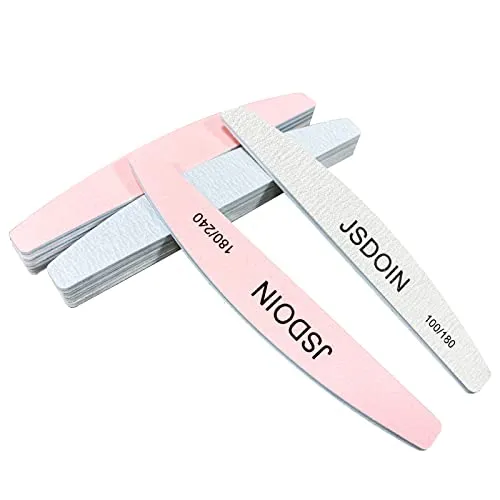 Jsdoin 6 Stück Nagelfeilen, Nagelfeilen für Gelnägel 100/180 & 180/240 Grit, Waschbare und Wiederverwendbare Nagelfeile, Doppelseitige Feilen für Gelnägel und Zuhause
