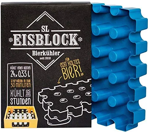 SL Eisblock Bierkühler - 2x Flaschenkühler für 0,5 und 0,33 L - Eiswürfelformen, ideal für Vatertag, schnelles Einfrieren und spülmaschinenfest, perfekt für kaltes Bier jederzeit!