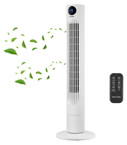 Echos ECO-119 Turmventilator 60W - Ventilator mit 12h Timer, 3 Geschwindigkeitsstufen und Fernbedienung für komfortable Kühlung. Ideal für Zuhause oder Büro.