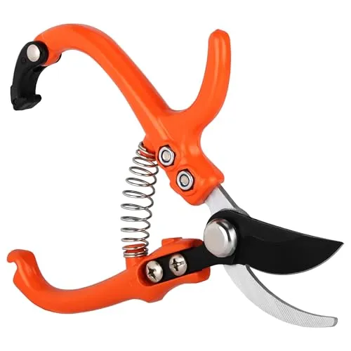 Belle Vous Gartenschere Orange - Gartenschere aus Karbonstahl - Pflanzenschere - Rosenschere - Blumenschere - Baumschere - Rostfest und präzise - Komfortgriff