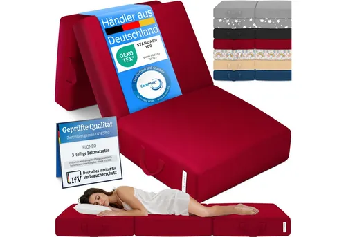 ELONEO Klappmatratze - 3-teilige Faltmatratze für Reisen und Gäste - Vielseitige Klappmatratze: Ideal als Gästebett, Sitzblock oder Tisch. Perfekt für Zuhause und Camping, schnell aufgebaut und platzsparend!