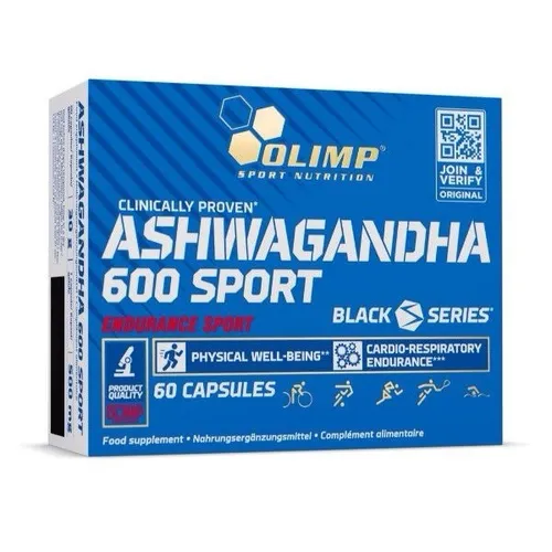 Olimp Ashwagandha 600 Sport - 60 Kapseln - Vitamine & Mineralien, unterstützt das allgemeine Wohlbefinden und die Fitnessleistung, ideal zur Einnahme vor und nach dem Training für optimale Ergebnisse.