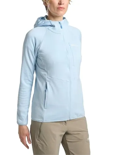 Jack Wolfskin Kolbenberg Hooded Full Zip W ice blue (1143) M - Outdoor Freizeitjacke für Damen, leichter Kapuzenmidlayer aus innovativem Gitter-Fleece für optimale Isolierung und Atmungsaktivität, ideal für kühle Wanderungen und umweltfreundlich aus recyceltem Material.