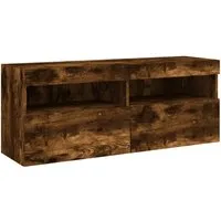 vidaXL TV-Wandschrank mit LED-Leuchten Räuchereiche 100x30x40 cm - TV-Halterungen mit modernem Design und RGB-LED-Beleuchtung, ideal für zusätzlichen Stauraum und Ordnung im Wohnraum. Wandmontage für maximalen Platz.