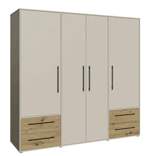 FORTE Kleiderschrank Mokkaris 206 x 200 cm - Kleiderschrank in elegantem Beige Sand, bietet viel Stauraum und ist perfekt für stilvolle Schlafzimmer.