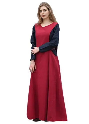 Battle-Merchant Mittelalter Überkleid Surcot Andra für Damen - Freizeitkleider für Damen, robustes Wikinger Obergewand aus hochwertiger Baumwolle, ideal für Mittelaltermärkte und LARP, erhältlich in mehreren Größen und Farben.