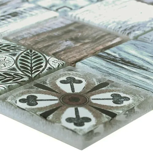 Glasmosaik Fliesen Holzoptik Makarska Blau in blau von Mosafil