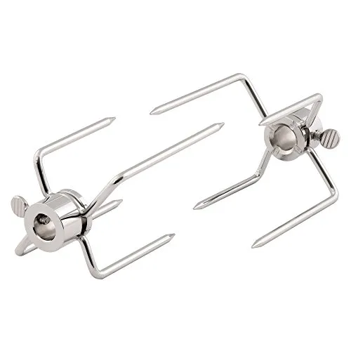 BBQ-Toro Fleischnadeln (2 Stück) | Fleischnadel mit Feststellschraube | Fleischklammer für Drehspieß, Fleischkralle doppelt, Grillgabel | Fleischklammern für Hähnchen, Schaschlik und vieles mehr