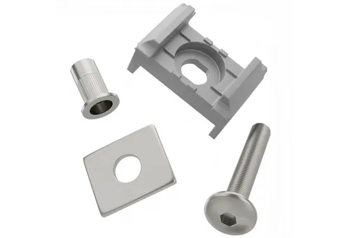 Qualinos Doppelstabmattenzaun Montageset und Reparaturset flach komplett V2A und UV-stabilisiert, (Vorteilspack, 10-St., Vollständiges Montageset mit flachen Klemmplatten), Komplettes Set - V2A Edelstahl rostfrei - UV stabilisiert