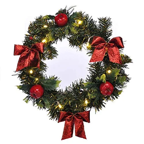 LED Türkranz mit Timer - Weihnachtskranz Schwarz mit 15 warmweißen LEDs - Nussknacker Deko: Dieser batteriebetriebene Türkranz mit Timer sorgt für festliche Stimmung und schaltet sich automatisch täglich ein und aus. Ideal für die Weihnachtszeit!