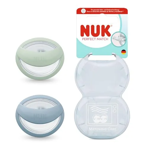 NUK Perfect Match Baby Schnuller | 0-6 Monate | Stillfreundlich, Orthodontische Schnuller | 95% Akzeptanz bei Babys** | Grün/Blau | 2 Stück