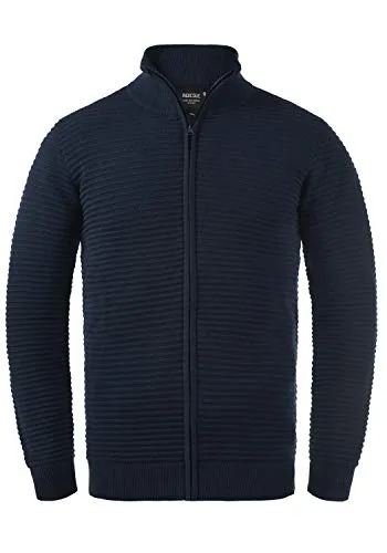Indicode Arctic Herren Strickjacke Cardigan Feinstrick, Größe:L, Farbe:Navy (400) - Modische Herren Strickjacke aus reiner Baumwolle mit praktischem Reißverschluss. Bequem und vielseitig kombinierbar für Freizeit und Büro. Nachhaltige Produktion mit recycelten Materialien.