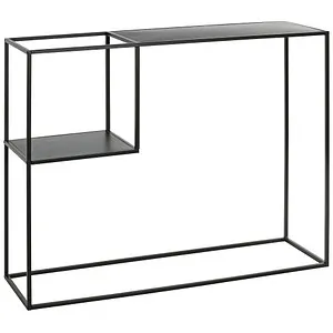 Haku-Möbel Konsolentisch Dundee, schwarz, 100 x 80 x 30cm - Moderner Konsolentisch aus schwarzem Metall, ideal für Flur und Wohnzimmer, mit praktischer seitlicher Ablage und edlem Design.