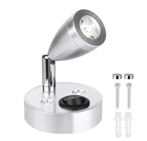 Rosnek LED Wandstrahler 12-24V, 360 ° einstellbar, Leselicht, für RV Camper Van Caravan Boot, EIN/AUS Schalter