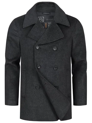Indicode Wollmantel Herren INParade – Stilvoller Wintermantel in Schwarz - Eleganter Herrenmantel mit 33% Wolle für zusätzliche Wärme. Ideal für den Alltag, in der Größe M (50) und mit Reverskragen für einen modischen Look.