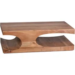 Mid.you Couchtisch aus massivem Akazienholz - Rechteckiger Couchtisch mit Stauraum und offenem Fach, ideal für dein Wohnzimmer. Maße: 70x38x118 cm, robust und stilvoll.