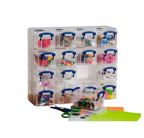 Really Useful Box Aufbewahrungsbox 0,3 L Transparent - Aufbewahrungsboxen, praktische und stapelbare Lösung für Ordnung mit 300 ml Fassungsvermögen und kompakten Maßen (37,5 x 12,5 x 31 cm)