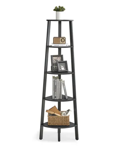 VASAGLE Eckregal mit 4/5 Ebenen, Vintagebraun-Schwarz in schwarz von VASAGLE