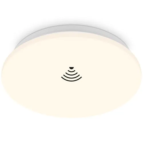 BRILONER - LED Deckenleuchte mit Bewegungsmelder, warmweiße Lichtfarbe, 120° Abstrahlwinkel, LED Deckenlampe, Lampe, Deckenbeleuchtung, Flurlampe, 12 Watt, 1300 Lumen, 270x60 mm (DxH), Weiß