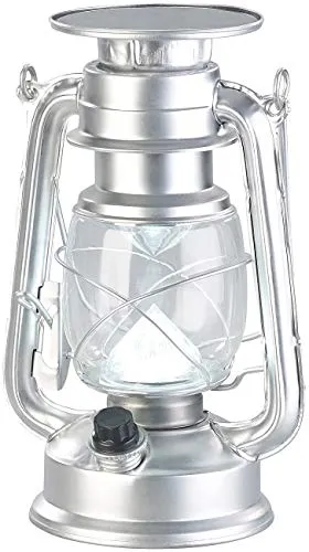Lunartec Dimmbare High-Power Solar-LED-Sturmlampe, 200 lm, 3 W, silbern