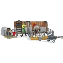 bworld Kuh- und Kälberstall mit Landwirt von BRUDER