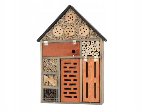 MAZUR Insektenhotel Groß aus Holz |Insektenhaus | Nisthilfe und Schutz | Nützlinge | Naturbelassenes Bienenhotel | für Verschiedene Fluginsekten, Schmetterlinge, Marienkäfer