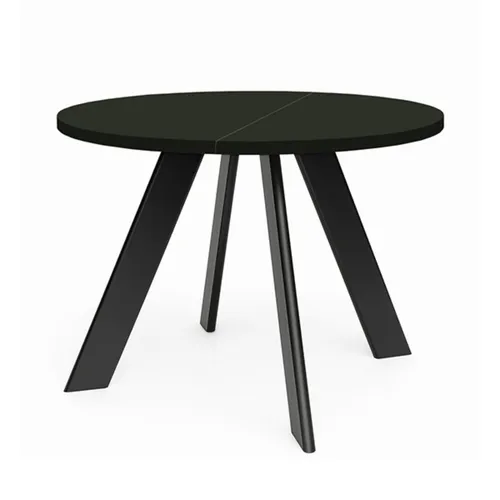 Runder Ausziehbarer Tisch für Esszimmer, LEX, Loft-Stil, Skandinavische, Durchmesser: 90 / 140 cm, Farbe: Schwarz / Schwarz