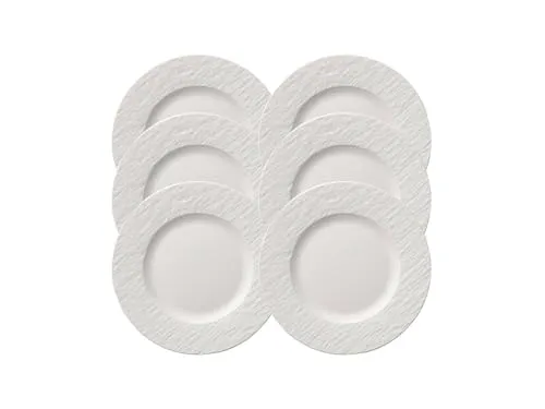 Villeroy & Boch Frühstücksteller Manufacture Rock, Spülmaschinengeeignet - Runder Frühstücksteller in Weiß mit 22 cm Durchmesser, ideal für stilvolle Frühstücke und spülmaschinenfest für einfache Reinigung.