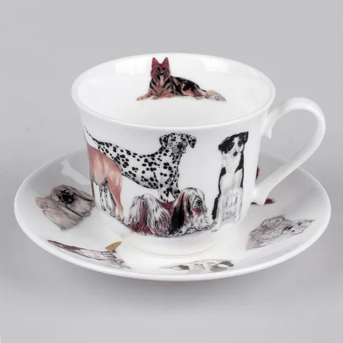 Jumbotasse mit Unterteller Dogs Galore Hund Roy Kirkham Porzellan 297051 formano